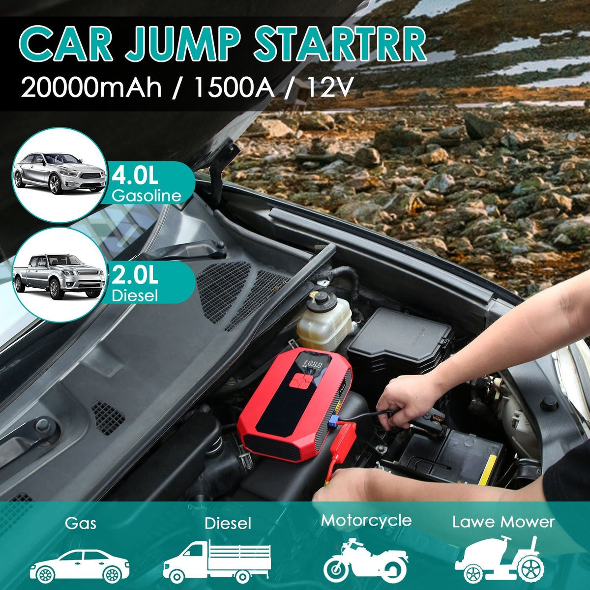 Portable Jump Starter with Air Compressor