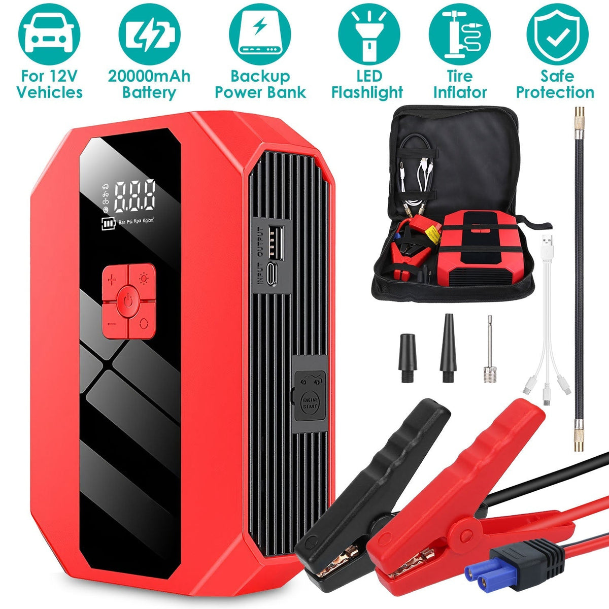 Portable Jump Starter with Air Compressor