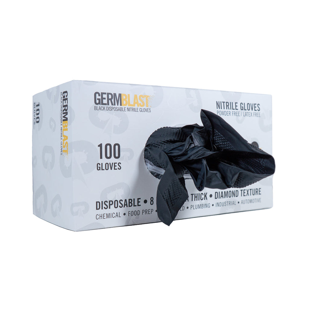 GermBlast 8 Mil Black Nitrile Work Gloves