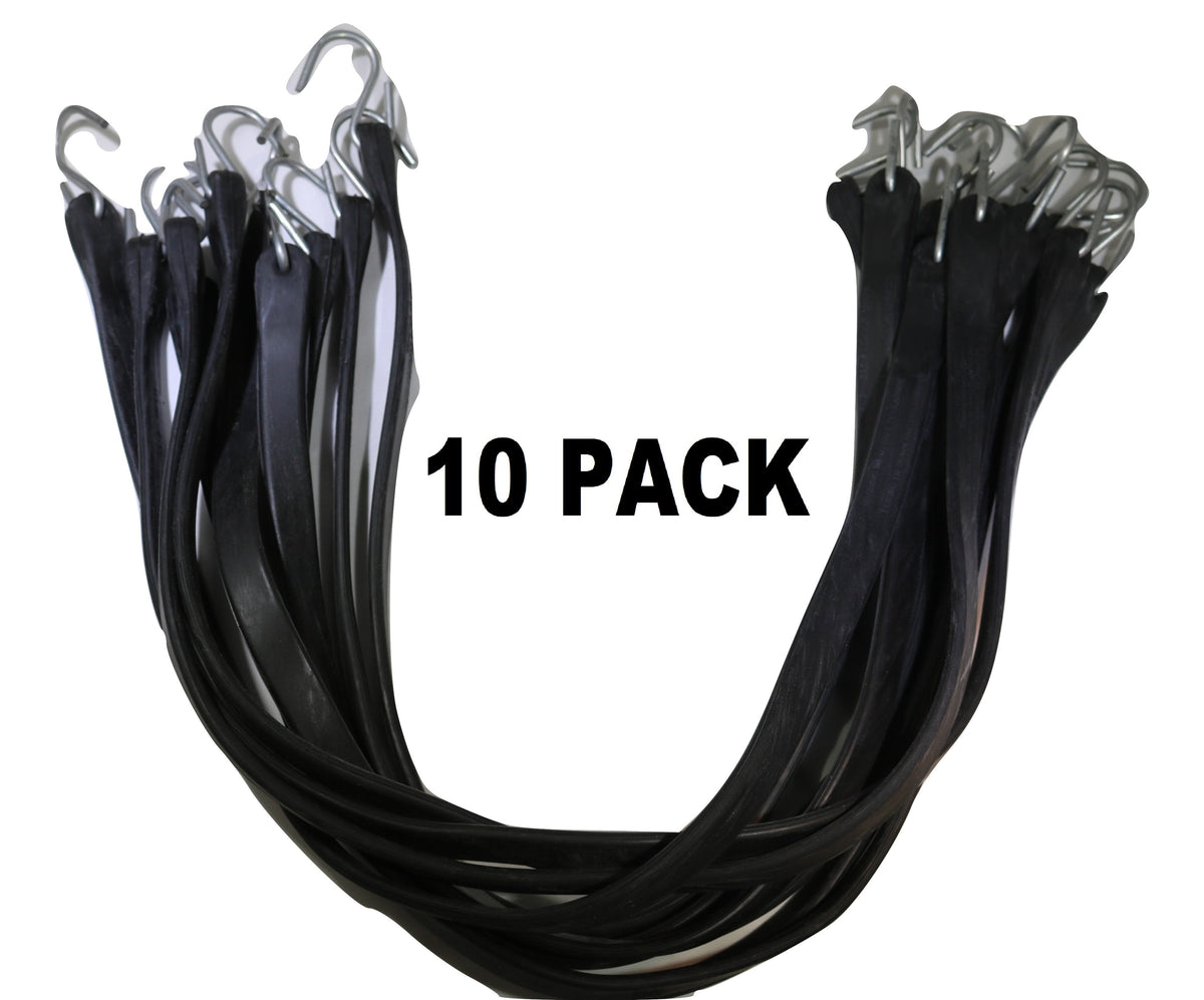 Rubber Tarp Straps with S-Hooks – 10 Pack